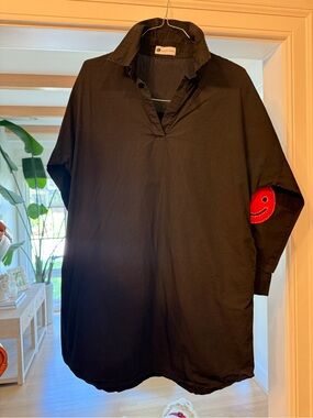 Women’s Black Mini Dress with Red Elbow Patch